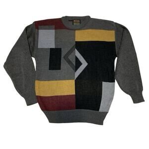 Vintage Sweater 90’s Men’s Large Wear The Right Thing Henri Valdise Geometric